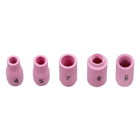 Pro Grade TIG Welding Torch Kit With Alumina Nozzle Collets And Stubby Gas Lens Fittings Fit For WP17 WP18 WP26 pink alumina nozzles