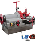 Pro Grade 110V Electric Pipe Threading Machine 750W Motor with red handles and controls, designed for easy cuts and reams of pipes.