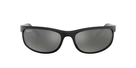 Front view of Predator 2 Rectangular Polarized Sunglasses For Men With Premium Acetate Frames And Scratch Resistant Glare Busting Lenses Black