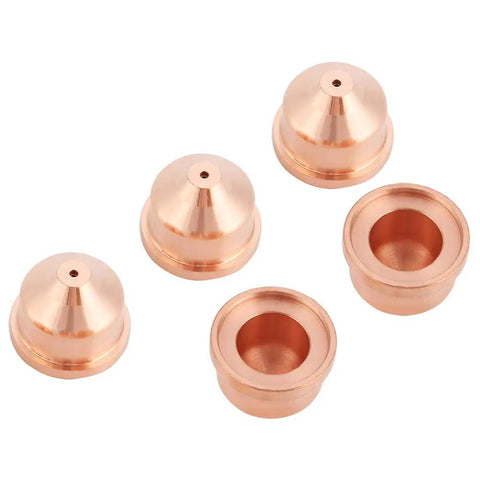 Jiawu Plasma Cutter Nozzle Premium Copper Torch Tip 5 Pcs Consumables For Carbon Steel Stainless Aluminum Copper Cutting Stable Arc Performance Long Life, copper tips set.