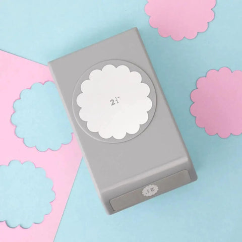 2.25 Inch Scalloped Circle Punch For Scrapbooks And Card Making, Large white craft punch for layered mats and photo frames.