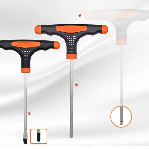 UrbanHui Orange T-Handle Hex Key Wrench Set 11 sizes, Cr-V steel, ball-end tool shown for tight-space repairs