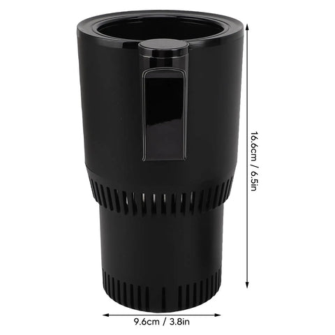 Premium Portable Travel Kettle With Car Power Cord And Bright Digital Display, black, 16.6cm tall, for heating drinks in cars.