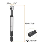 Built Tough 2 Pack Forstner Drill Bits 10mm And 13 32 Inch with hex shank and serrated edge, ideal for clean hole cutting.