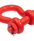 Built Like A Tank Heavy Duty One Point Five Inch Anchor Shackle Forged Carbon Steel Bolt Safety Pin, red with safety pin.