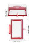 Top view of an emergency stop button cover lockout guard transparent push button switch protector for electrical equipment safety, dimensions 6.18 by 3.74 by 2.55 inches.