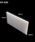 White HDPE Plastic Sheet One Eighth Inch Thick Twelve By Sixteen Inch For Machining And DIY Projects Great For Home Improvement Tasks Engineering Use Water And Chemical Resistant Impact Resistant Sheet, dimensions shown.