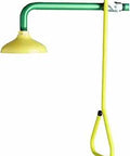 Lifesaver Emergency Shower With Horizontal Supply, High Visibility Yellow Green, ANSI Z358.1 Compliant, Easy Activate Pull Rod