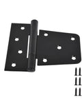 Heavy Duty Black Gate Hinges 3.5 Inch With Screws Pack Of 6 For Wood Fences Barn Doors Outdoor, showing hinge and screws