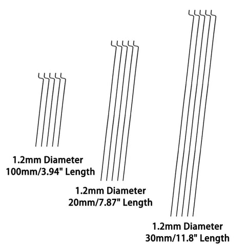 20 Pieces Z Type RC Airplane Pushrod Set 1.2mm Steel Wire Push Pull Rods For RC Planes Helicopters Boats And Ships DIY Model Aircraft Connecting Rod Parts 300mm Long, with varying lengths