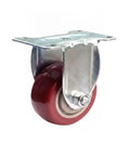 Red Polyurethane Plate Caster With Steel Core For Warehouse Carts And Service Trolleys, side view showing mounting plate