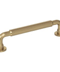 Straight Up Knockout Lily Bar Pulls In Warm Honey Bronze Finish Perfect For Kitchen Cabinets Or Bathroom Vanities 5 1/16 Inch Center To Center Handles for heavy duty drawer upgrades, angled view.