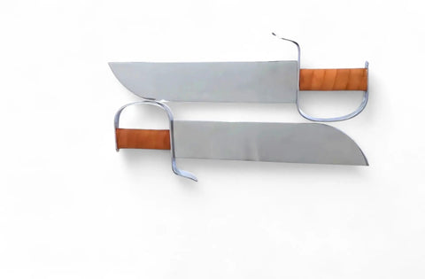 Wing Chun Kung Fu Swords Set Of 2 With 14 Inch Single Edged Blades And 18 Inch Overall Length Featuring Leather Wrapped Ergonomic Handles
