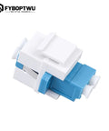 10 Pack Fiber Optic LC Duplex Singlemode Keystone Jack Couplers White, low insertion loss, zirconia ferrule, side view