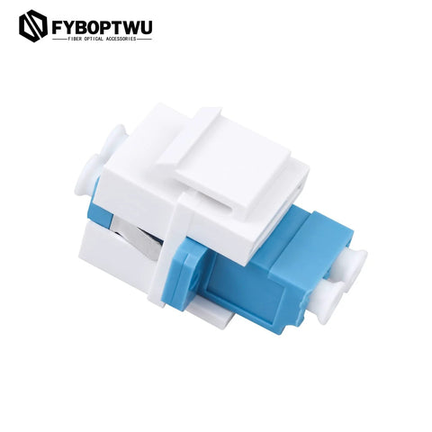 10 Pack Fiber Optic LC Duplex Singlemode Keystone Jack Couplers White, low insertion loss, zirconia ferrule, side view