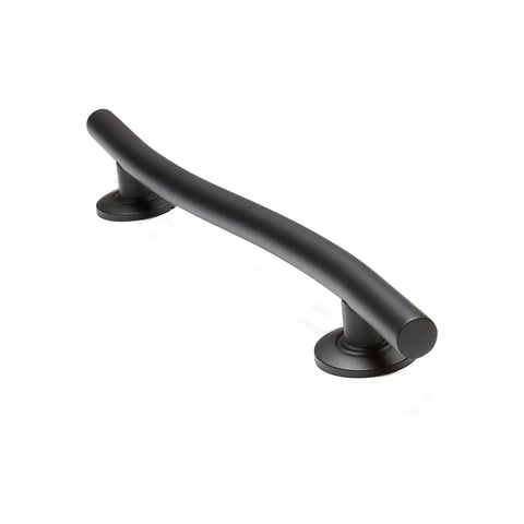 36 Inch Designer Wave Shaped Shower Grab Bar In Matte Black, Dope Modern Bath Safety Rail With One And One Quarter Inch Diameter
