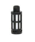 Hella Strong Pneumatic Vacuum Generator Delivering Serious Negative Pressure Suction Flow With Fully Enclosed Silencer Assembly For Heavy Duty Industrial Fabrication, black threaded component with white filter.
