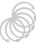 5 Piece Stainless Steel C Clip Retaining Ring Set for pins, shafts, and studs shown in fanned arrangement