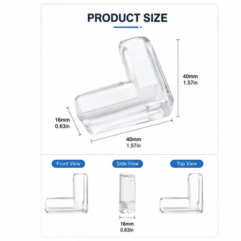 Eight Pack Clear Corner Protectors For Baby Proofing And Child Safety, L Shaped Edge Guards For Tables And Furniture product dimensions