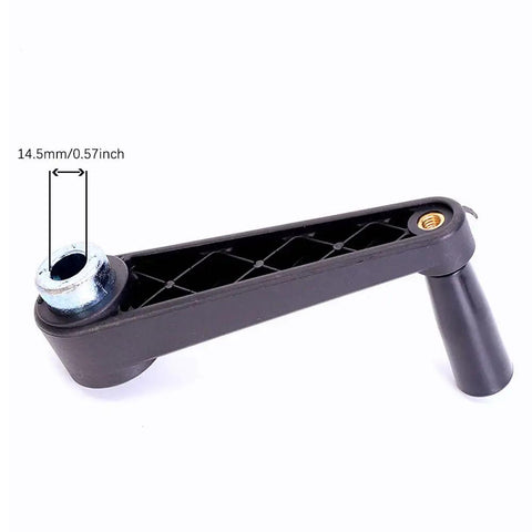 Premium Heavy Duty Drill Press Crank Handle, 14.5mm Shaft, black nylon steel material, side view with measurements shown.