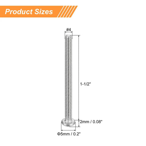 Boss Level Four Forty One Half Inch Pan Head Machine Screws Sporting Phillips Drive dimensions #4 1.5in 304 Stainless Steel