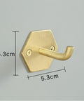 Top Shelf Brass Wall Hooks For Towels And Mugs No Sweat Rust Proof Bathroom Hanger 5.3cm hexagonal gold hook on wall.