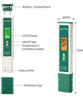Digital pH and TDS Meter Combo With High Accuracy 0.01 pH Resolution Backlit Display And 3 In 1 TDS EC Meter showing components