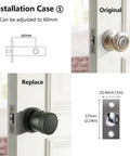 Installation guide for Top Tier Smart Fingerprint Door Lock, showing adjustments and original knobs for replacement.