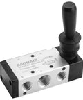 Manual Hand Lever 5 Way 2 Position Pneumatic Valve With G3/8 Inlet, shown with visible ports and lever, used in industrial air systems.