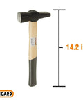 Heavy Duty 1000g Blacksmith Hammer With Swedish Pattern Cross Peen, forged alloy steel head, 14.2-inch ash handle.