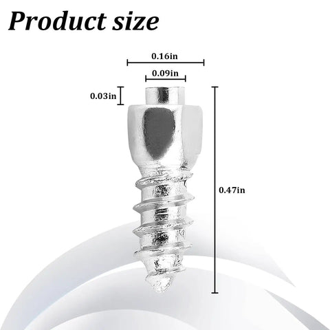 Close-up of a 0.47in carbide snow tire stud, measuring dimensions for 200 Pcs Carbide Snow Tire Studs With Install Tool Anti Ice Wheel Spikes Universal Fit Cars Trucks RVs Keeps Your Tires Grippin Tight On Slick Winter Blacktop.