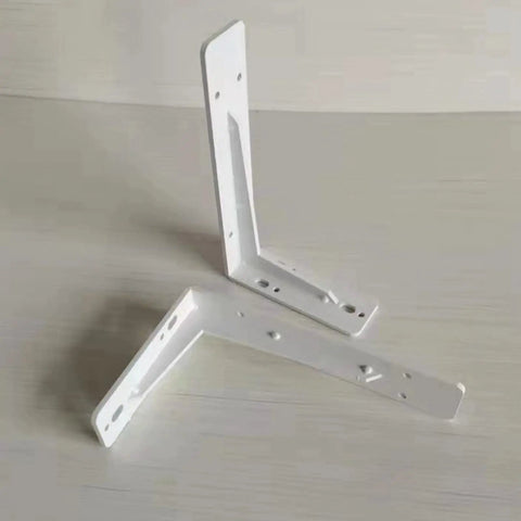 Heavy Duty Floating Shelf Brackets Pack Of Two Cold Rolled Steel L Shape Wall Mounts on a flat surface with white finishes.