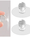 Crystal Diamond Drawer Knobs Self Adhesive Clear Acrylic Pull Handles for Wardrobe Cabinets, showing adhesive side and front view.