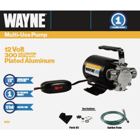 12V Bronze Plated Portable Transfer Pump For On The Go Water Removal Up To 350 GPH Lifts Water Up To 35 Feet Pumps Down To 1/8 Inch