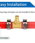 Nine Piece 3/4 To 1/2 PEX Reducing Tee Brass Crimp Plumbing Fittings Set Easy Install