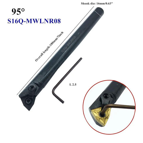 Complete 3-Piece CNC Lathe Excircle Indexable Carbide Turning Tool Holder Bit Set With MTJNR1616H16 MWLNR1616H08 S16Q-MWLNR08 Inserts Including TNMG331 And WNMG431 Carbide Inserts, Durable 40Cr Forged Housing For Steel Cast Iron And Nonferrous