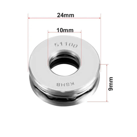 Hella Durable 51100 Thrust Ball Bearings 10Mm Bore 24Mm Outer Diameter 9Mm Chrome Steel for heavy load applications.