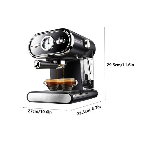 Italian Style 1L Semi Automatic Home Coffee Maker With Full Temperature Control, Espresso Machine For Rich Flavor, side view