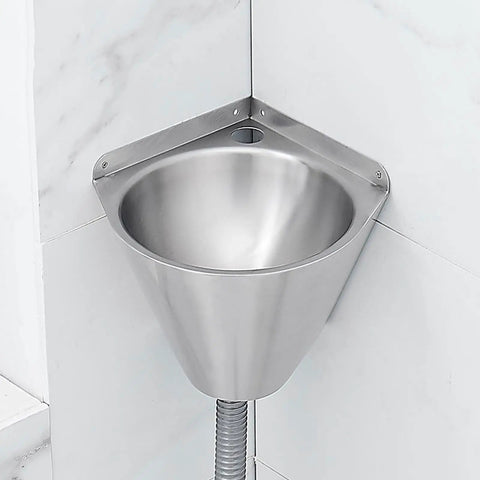 Bathroom Sink Wall-Mounted Corner Bathroom Sink Stainless Steel Round Sink showing a sleek single bowl design in a corner.