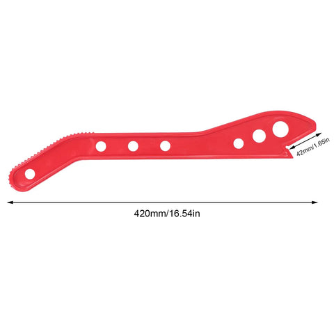 Ergonomic Table Saw Push Sticks 2 Pack Red Plastic Safety Push Sticks For Pushing Stock Through Table Saws Router Tables And Jointers Durable Wear Resistant High Grip Handle, showing side view with measurements