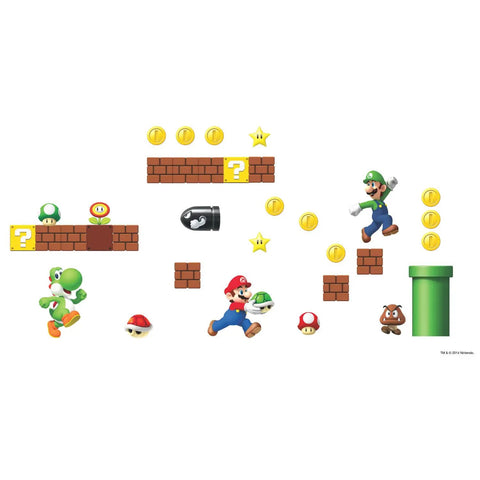 Nintendo New Super Mario Bros Build A Scene Peel And Stick Wall Decals Set Multicolored Includes 45 Repositionable Pieces