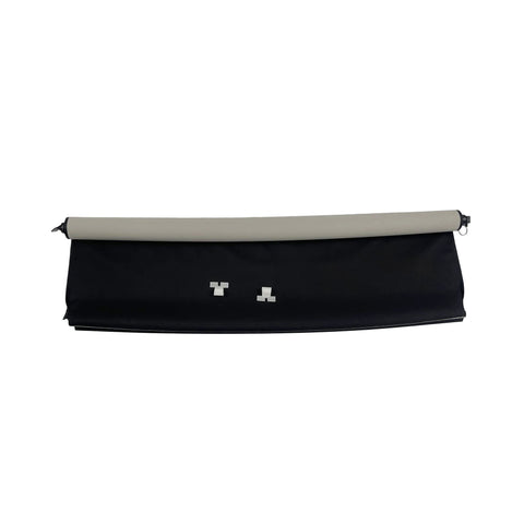 Partsflow beige sunshade for Cadillac SRX sunroof, roll-up cover with beige header and black fabric