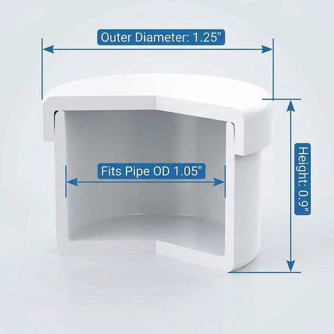 Diagram of PVC External End Cap For Three Quarters Inch Schedule Forty Pipe With One Point Zero Five Inch Outer Diameter