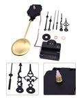 DIY Clock Repair Kit With Sweeping Pendulum Movement For Wall Clocks, golden pendulum, metal hands, replacement kit parts visible