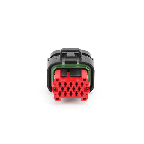 Sick Build Essentials 14 Pin EV ECU Power Connector Featuring Bomb Proof Tin Plated Copper Contacts Feeds Steady Amps To Your Rig And Squashes Controller Glitches, red 14 pin housing with waterproof seal.