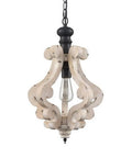 Distressed Off White Wood Pendant Light With Dope Farmhouse Vibe Adjustable 47 Inch Chain ETL Listed For Dry Locations E26 Socket Dimmable