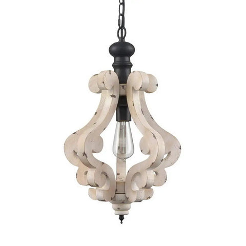 Distressed Off White Wood Pendant Light With Dope Farmhouse Vibe Adjustable 47 Inch Chain ETL Listed For Dry Locations E26 Socket Dimmable