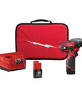 Compact Cordless Driver Drill Kit Featuring Variable Speed Trigger And Quick Change Chuck, includes drill, charger, battery, and case.