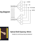 Wiring diagram and application of Light Curtain Sensor Security Beam Kit 24V DC 525mm Pro Grade With 12 Beams Safety Light Screen.