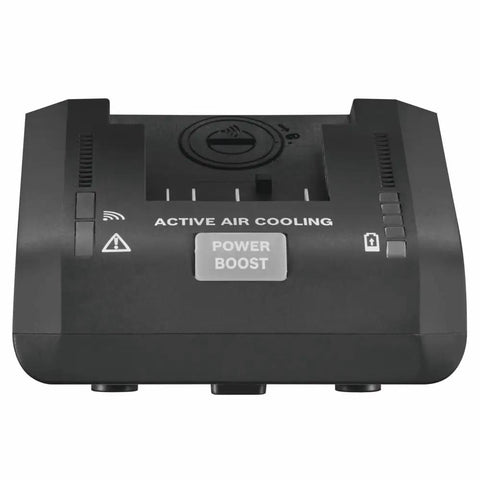 Beast Mode 18V Battery Turbo Charger with 16 Amp Fast Charge and Power Boost Mode featuring active air cooling system.
